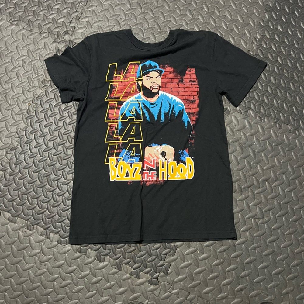 Black and Red Short Sleeve Tee with Retro Graphic